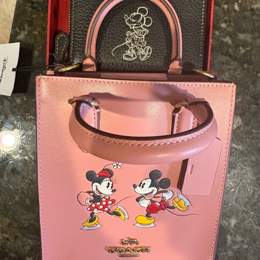 Coach Mickey Mouse Pink Tote and Black Wallet collector 3 Set - Picture 2 of 8